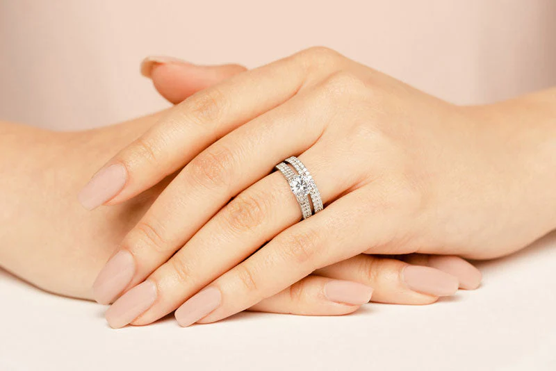 Splendid Romance Four Row Matching Lab-Grown Diamond Bridal Set with 2.30 ct. (1.50 ct. center diamond) - Image 5
