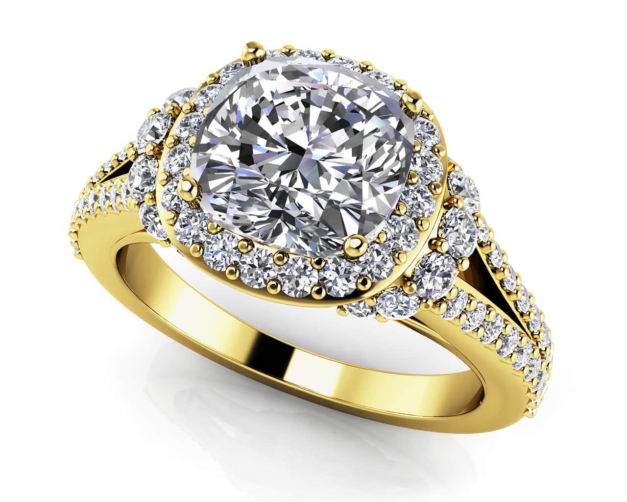 Split Shank Cushion Cut Lab-Grown Diamond Engagement Ring with 1.11 ct. (0.50 ct. center diamond) - Image 2