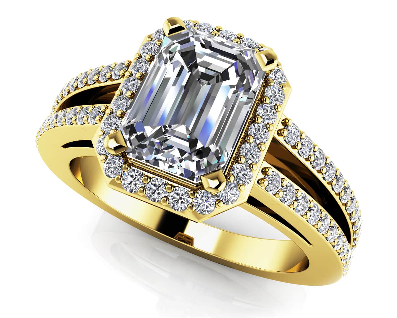 Split Shank Emerald Cut Diamond Ring Lab-Grown Diamond with 1.38 ct. (1.00 ct. center diamond) - Image 2