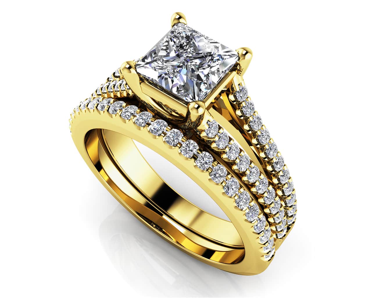 Split Shank Princess Cut Lab-Grown Diamond Bridal Set with 1.02 ct. (0.50 ct. center diamond) - Image 2