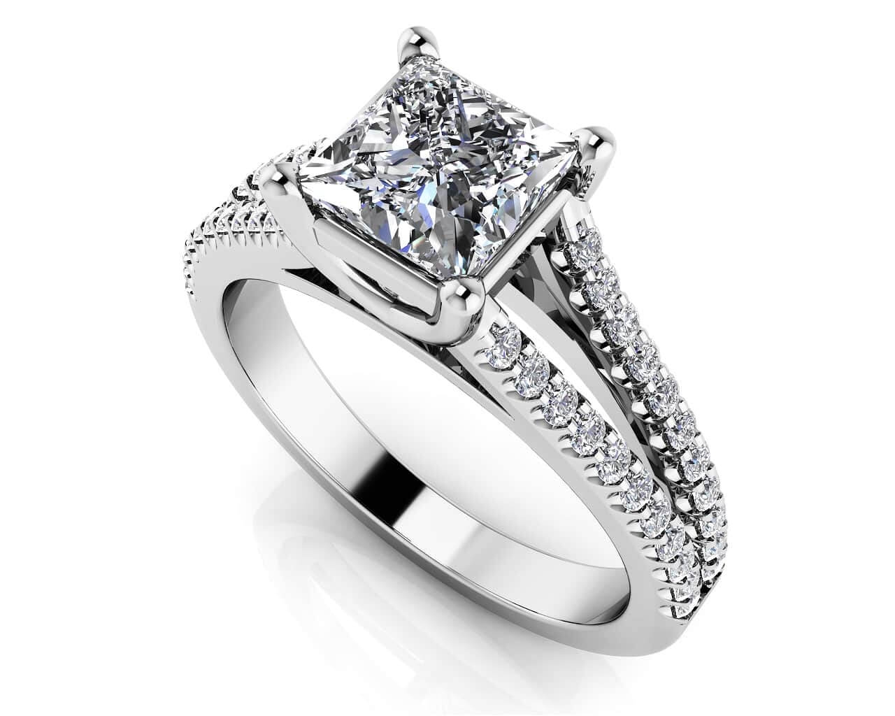 Split Shank Princess Cut Diamond Engagement Ring with 1.06 ct. (0.75 ct. center diamond)