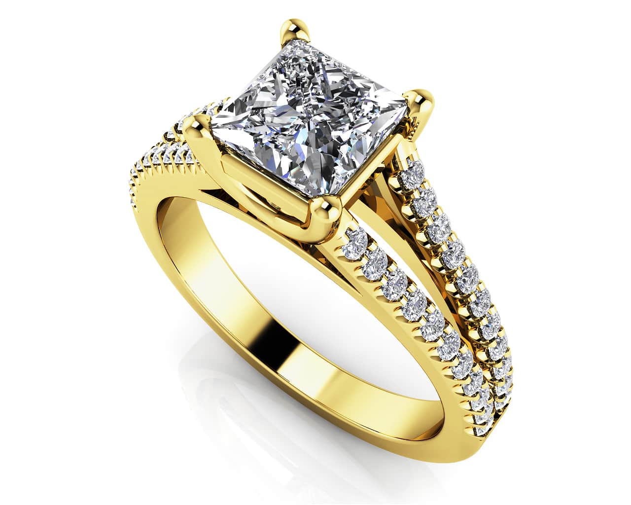 Split Shank Princess Cut Diamond Engagement Ring with 1.81 ct. (1.50 ct. center diamond) - Image 2