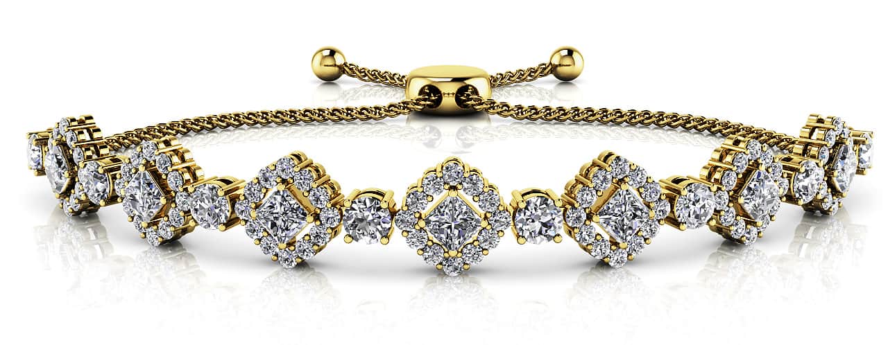 Square Link Adjustable Lab-Grown Diamond Bracelet with 1.97 ct.(finished) 1.2mm, 2.5mm, 2.7mm - Image 2