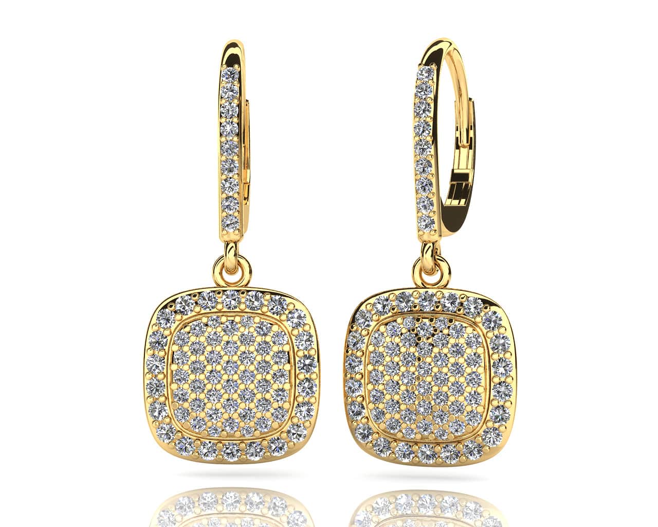 Square Shaped Diamond Cluster Diamond Earrings with 1.51 ct.(finished) 1.0mm, 1.2mm, 1.5mm - Image 2