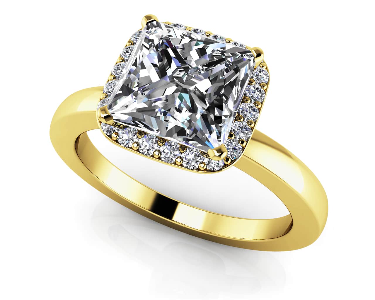 Square Stone Diamond Frame Lab-Grown Diamond Engagement Ring with 0.62 ct. (0.50 ct. center diamond) - Image 2