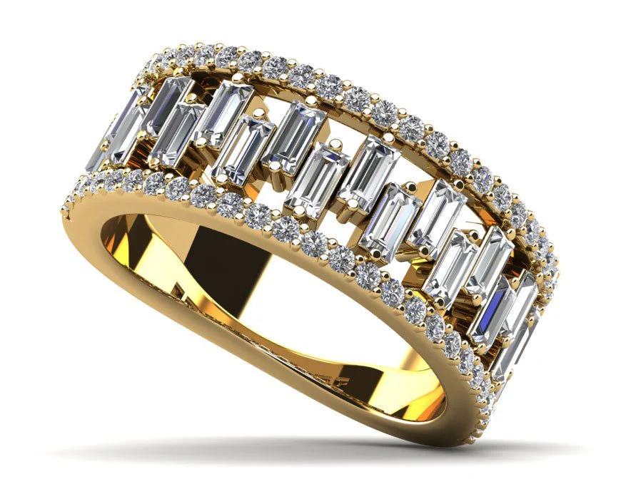 Stepping Stone Baguette Diamond Ring  with 1.50 ct.(finished) 3x1.5mm, 1.1mm - Image 2
