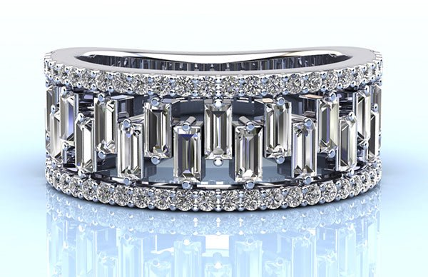 Stepping Stone Baguette Diamond Ring  with 1.50 ct.(finished) 3x1.5mm, 1.1mm - Image 3