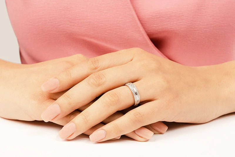 Stunning Baguette And Round Eternity Diamond Ring with 1.98 ct.(finished) 4x1.5mm, 1.1mm - Image 3