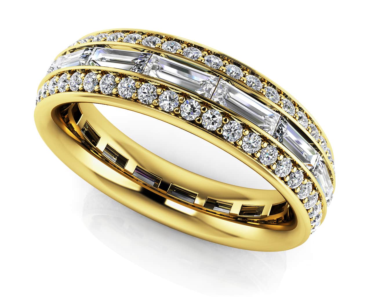 Stunning Baguette And Round Eternity Lab-Grown Diamond Ring with 1.98 ct.(finished) 4x1.5mm, 1.1mm - Image 2