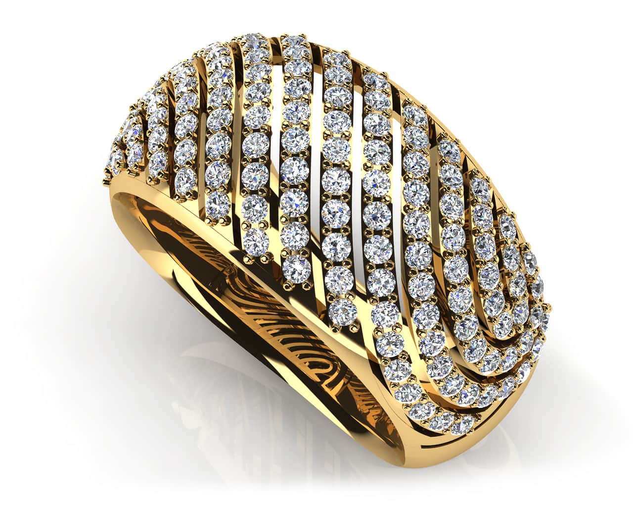 Stylish Swirl Lab-Grown Diamond Ring with 0.92 ct.(finished) 1.1mm - Image 2