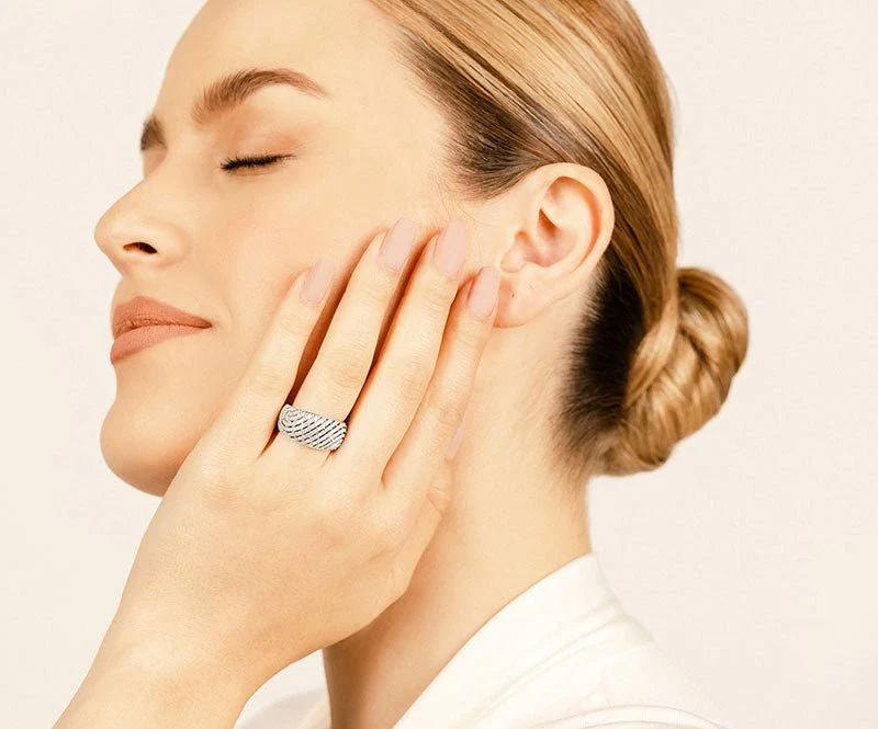 Stylish Swirl Lab-Grown Diamond Ring with 0.92 ct.(finished) 1.1mm - Image 4