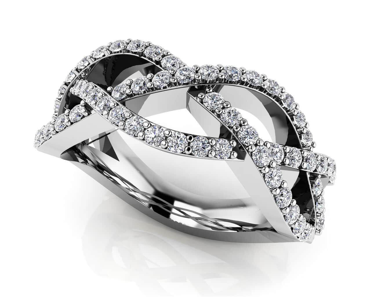 Stylish Woven Anniversary Diamond Ring with 0.52 ct.(finished) 1.2mm