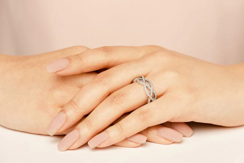 Stylish Woven Anniversary Lab-Grown Diamond Ring with 0.52 ct.(finished) 1.2mm - Image 5
