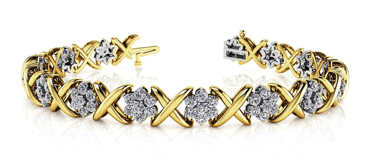 Stylized X Flower Diamond Bracelet with 1.79 ct.(finished) 1.5mm - Image 3