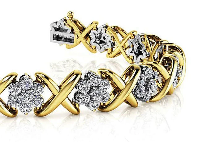 Stylized X Flower Lab-Grown Diamond Bracelet with 3.36 ct.(finished) 2mm - Image 2