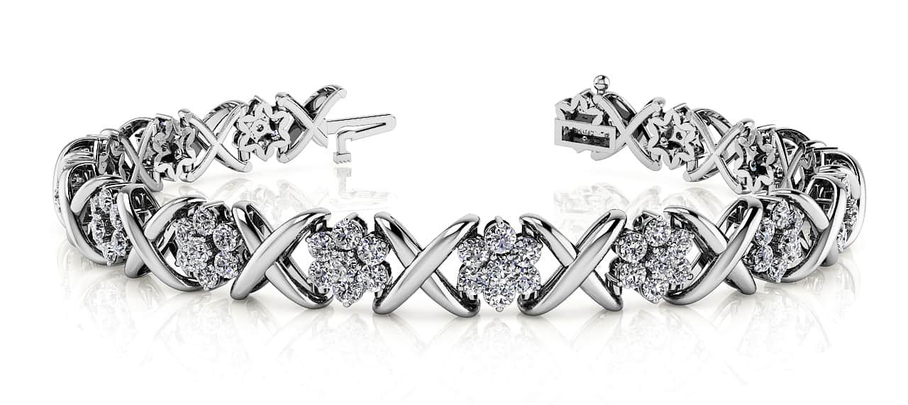 Stylized X Flower Lab-Grown Diamond Bracelet with 3.36 ct.(finished) 2mm - Image 4