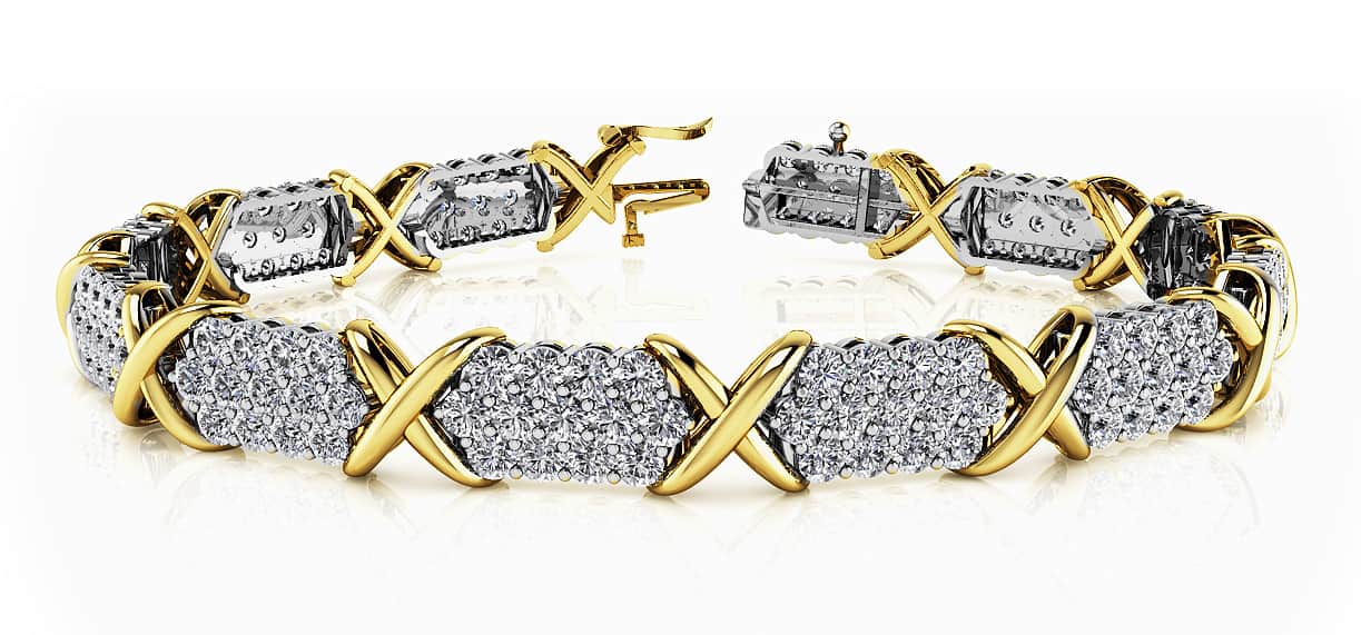 Stylized X Triple Row Diamond Bracelet with 4.00 ct.(finished) 1.7mm - Image 3