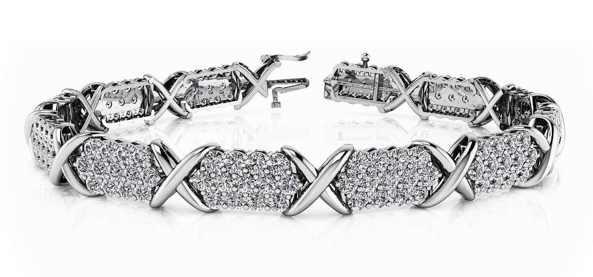 Stylized X Triple Row Lab-Grown Diamond Bracelet with 4.00 ct.(finished) 1.7mm - Image 4