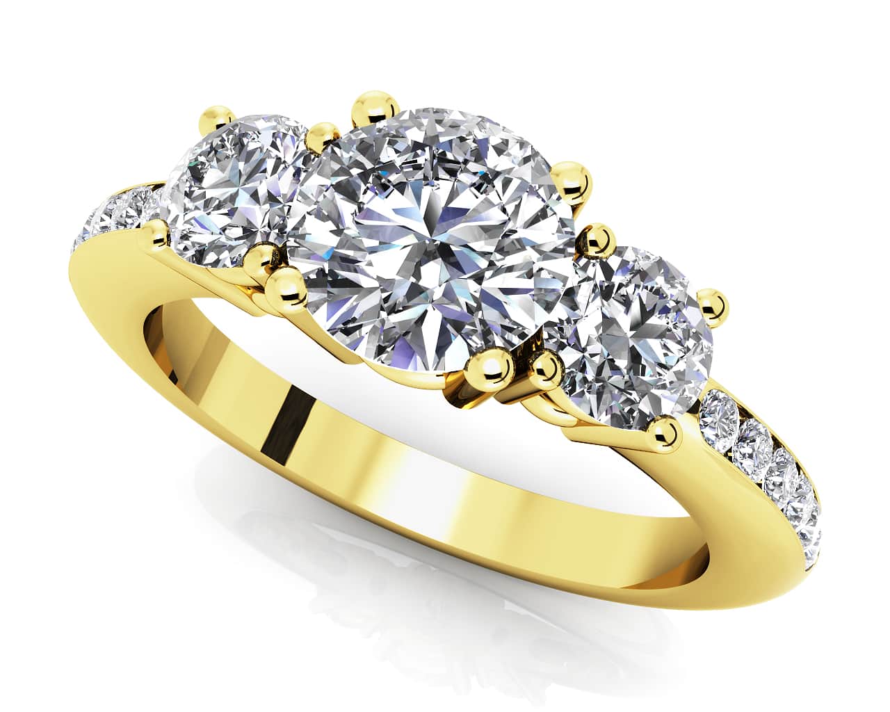 Supreme Diamond Three Stone Diamond Engagement Ring with 1.33 ct. (0.75 ct. center diamond) - Image 2