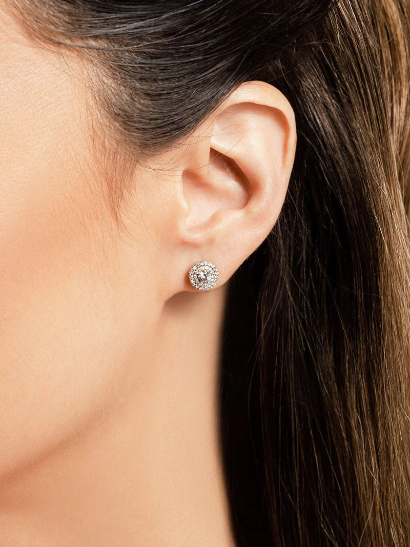 Surrounded By Diamonds Designer Lab-Grown Diamond Stud Earrings with 0.52 ct. (2X0.11 ct. center diamonds) - Image 3
