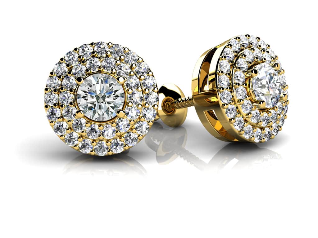 Surrounded By Diamonds Designer Lab-Grown Diamond Stud Earrings with 0.87 ct. (2X0.25 ct. center diamonds) - Image 2