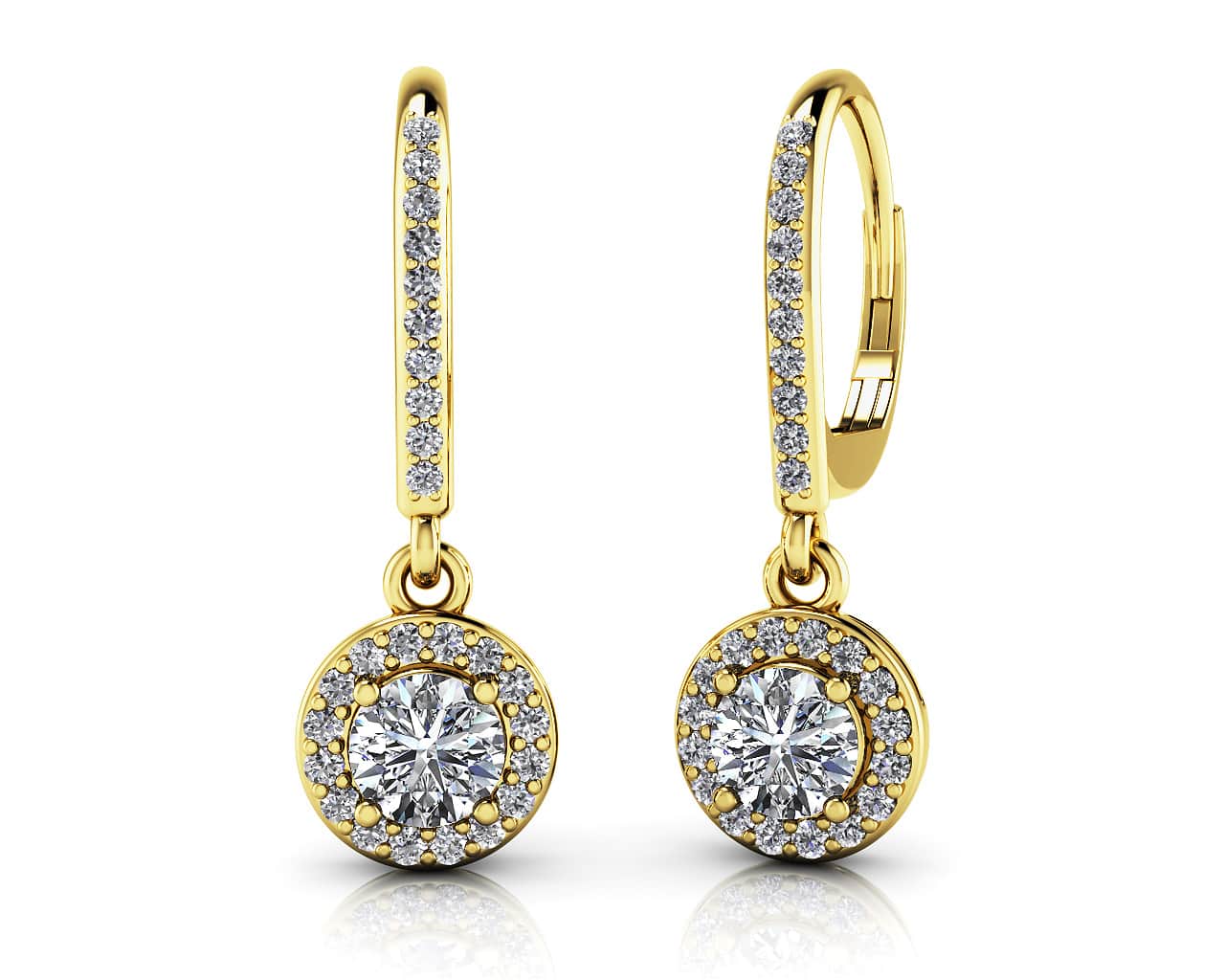 Surrounded With Love Diamond Drop Lab-Grown Diamond Earrings with 1.18 ct. (2X0.40 ct. center diamonds) - Image 2