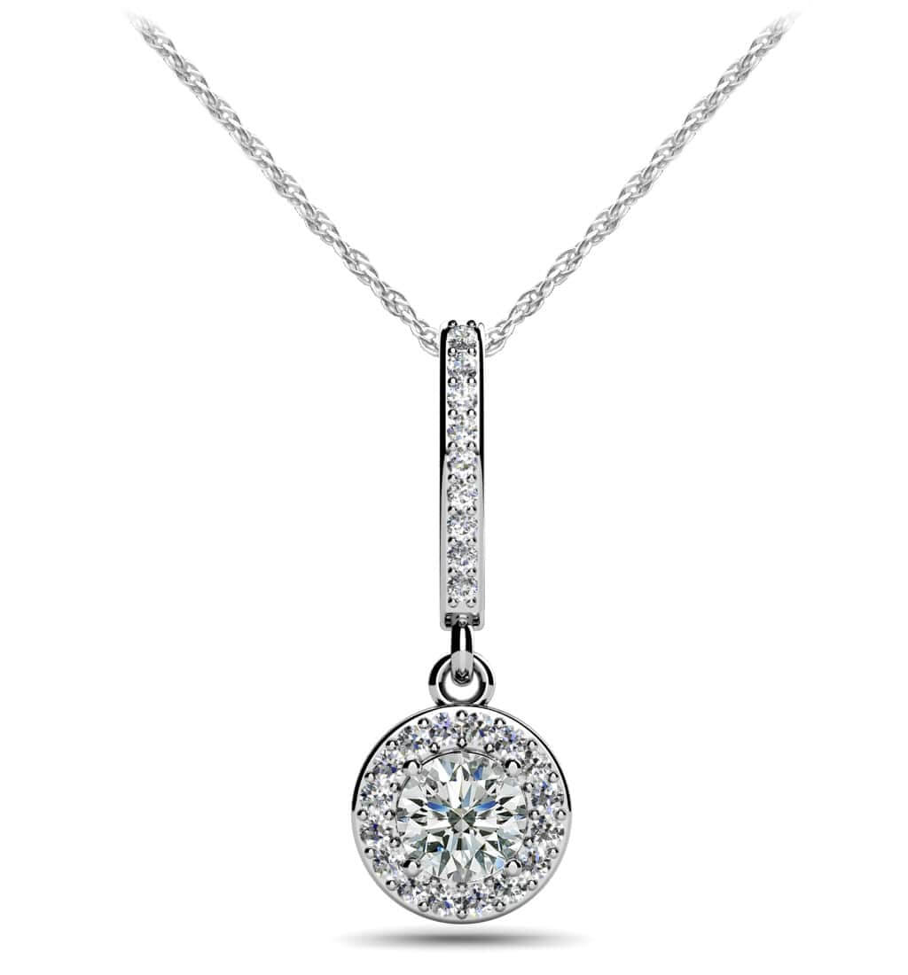Surrounded With Love Diamond Drop Pendant with 0.85 ct. (0.65 ct. center diamond)