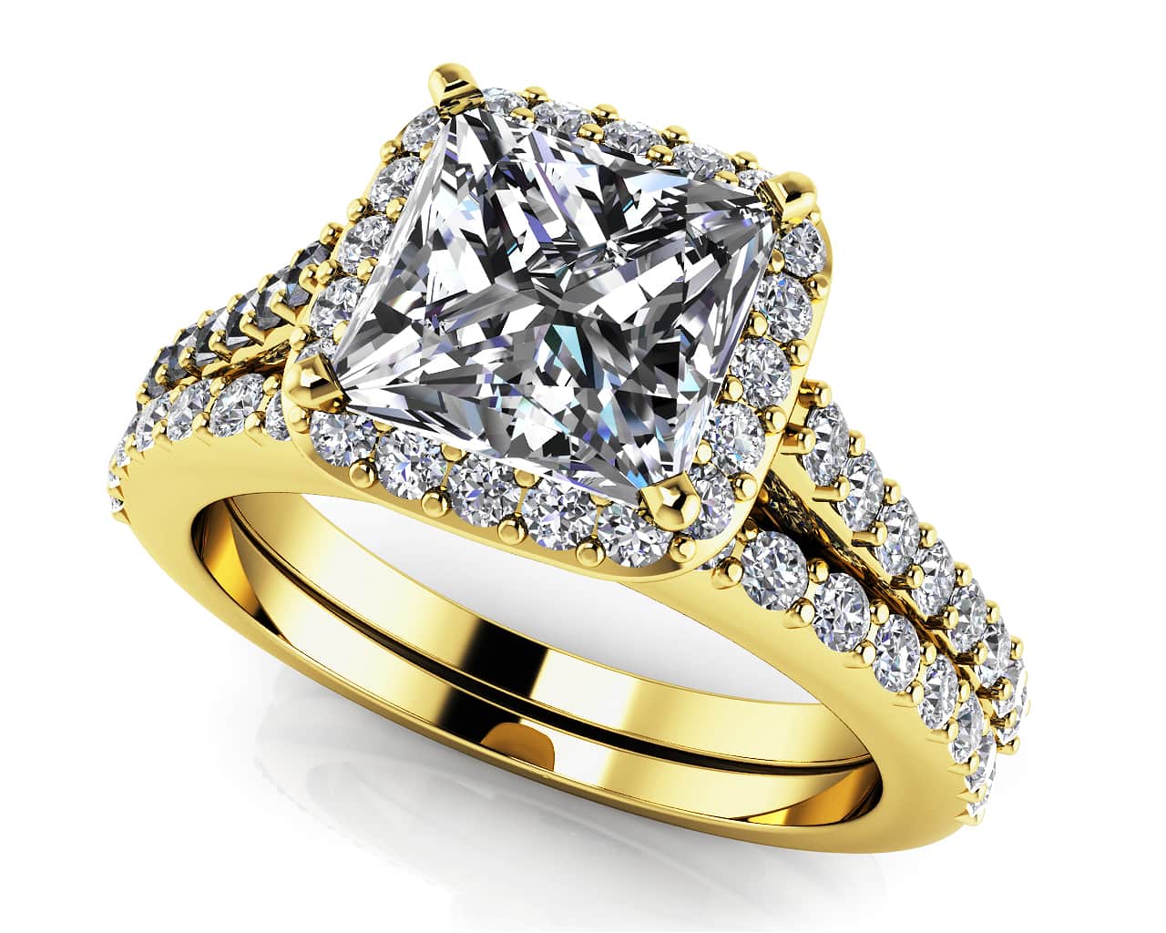 Sweet Romance Princess Cut Lab-Grown Diamond Bridal Set with 2.76 ct. (2.00 ct. center diamond) - Image 2
