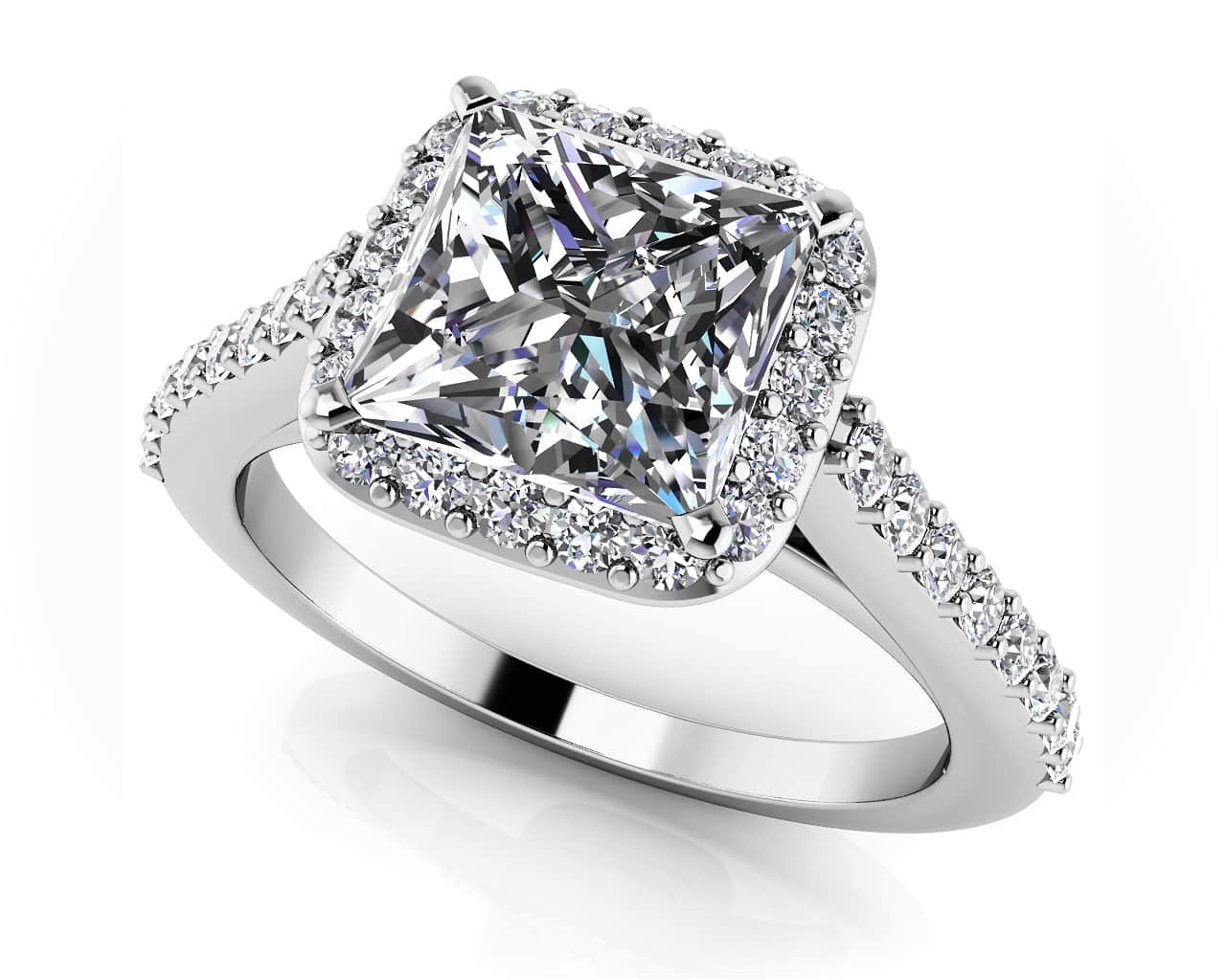Sweet Romance Square Frame Diamond Engagement Ring with 1.71 ct. (1.25 ct. center diamond)