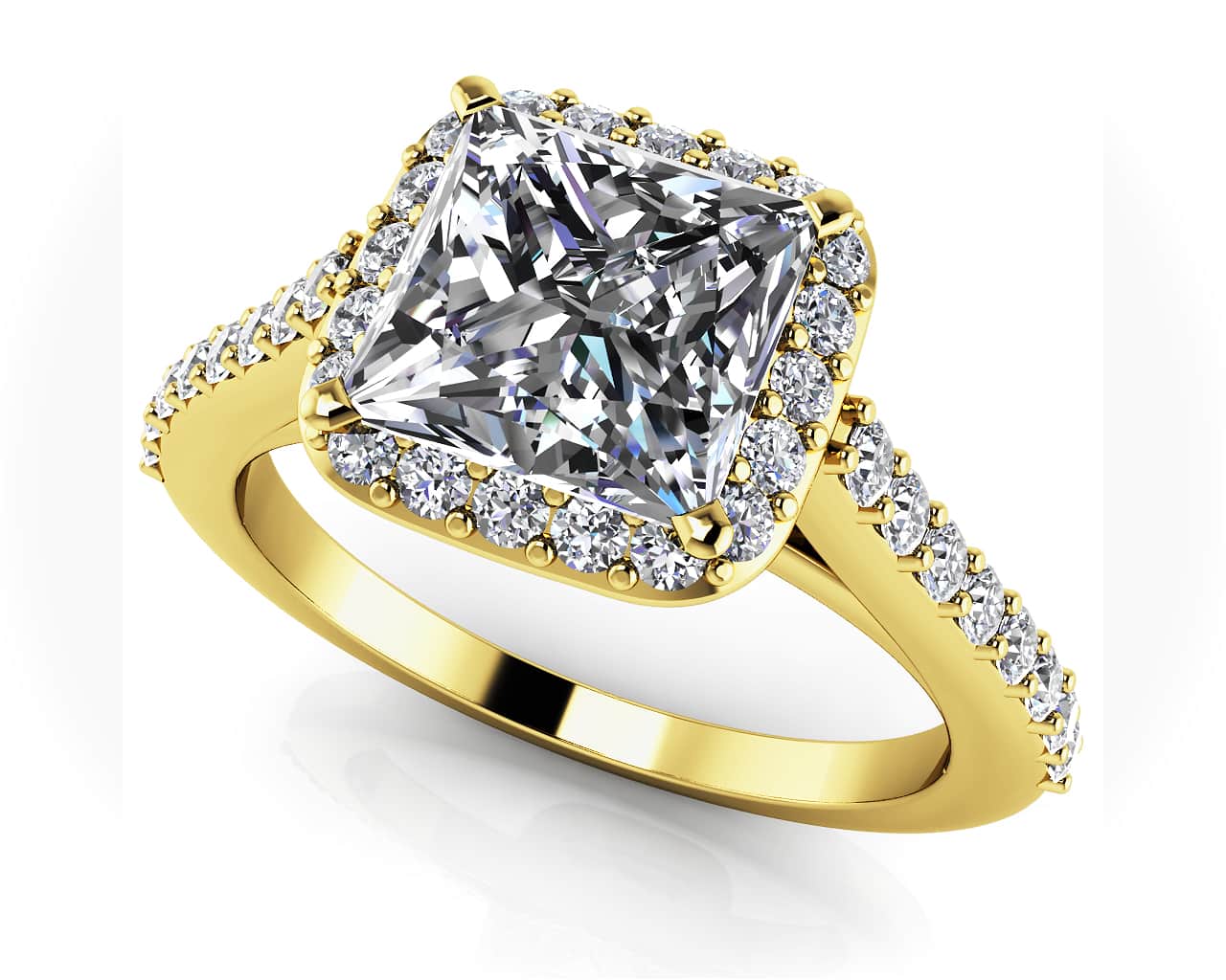 Sweet Romance Square Frame Diamond Engagement Ring with 2.48 ct. (2.00 ct. center diamond) - Image 2