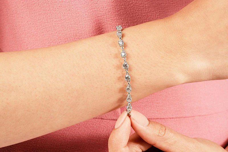 Sweetheart Chain Link Diamond Tennis Diamond Bracelet with 2.41 ct.(finished) 2.8mm - Image 3