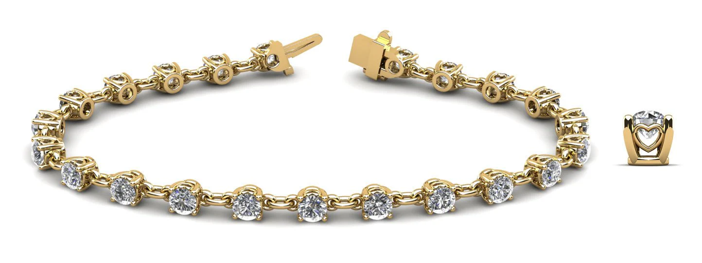 Sweetheart Chain Link Diamond Tennis Diamond Bracelet with 2.41 ct.(finished) 2.8mm - Image 6