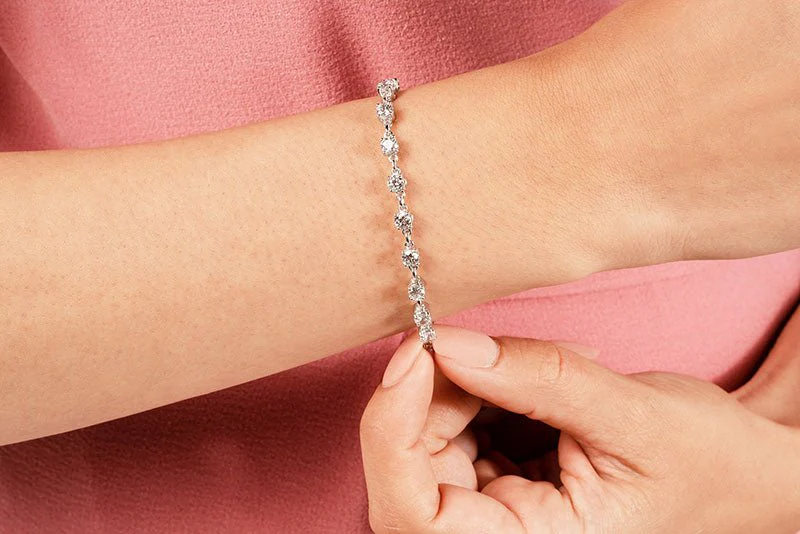 Sweetheart Chain Link Diamond Tennis Lab-Grown Diamond Bracelet with 1.41 ct.(finished) 2.3mm - Image 4