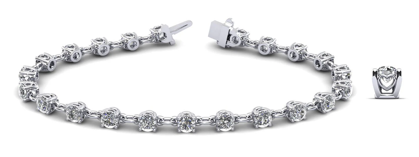 Sweetheart Chain Link Diamond Tennis Lab-Grown Diamond Bracelet with 2.41 ct.(finished) 2.8mm - Image 5