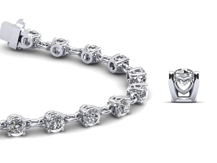 Sweetheart Chain Link Diamond Tennis Lab-Grown Diamond Bracelet with 2.88 ct.(finished) 3.1mm