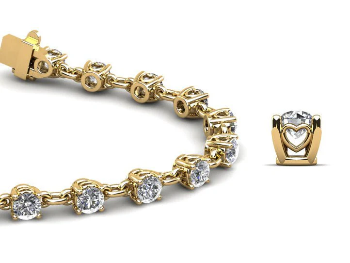 Sweetheart Chain Link Diamond Tennis Lab-Grown Diamond Bracelet with 2.88 ct.(finished) 3.1mm - Image 2