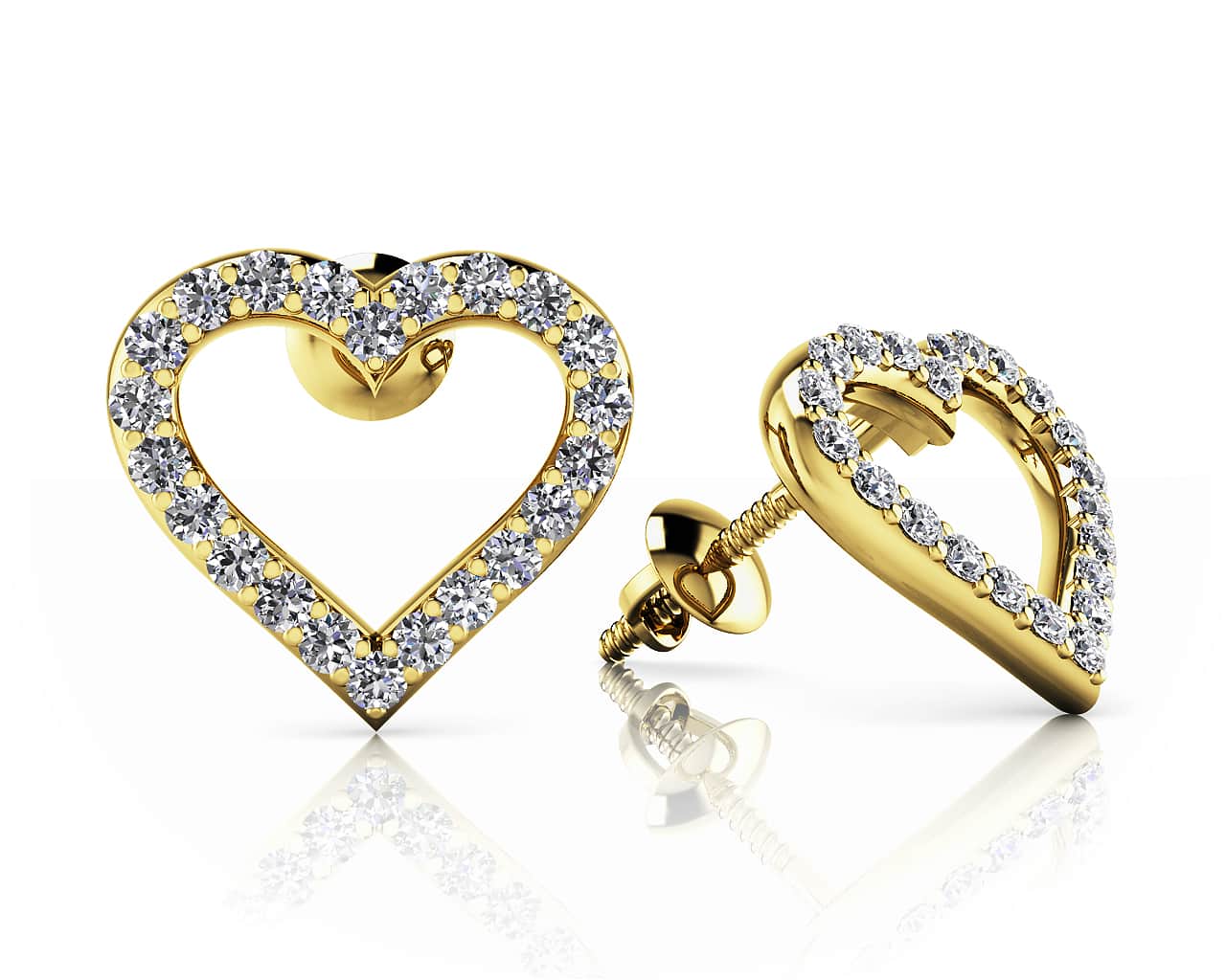 Sweetheart Diamond Earrings Diamond with 0.22 ct.(finished) 1mm - Image 2