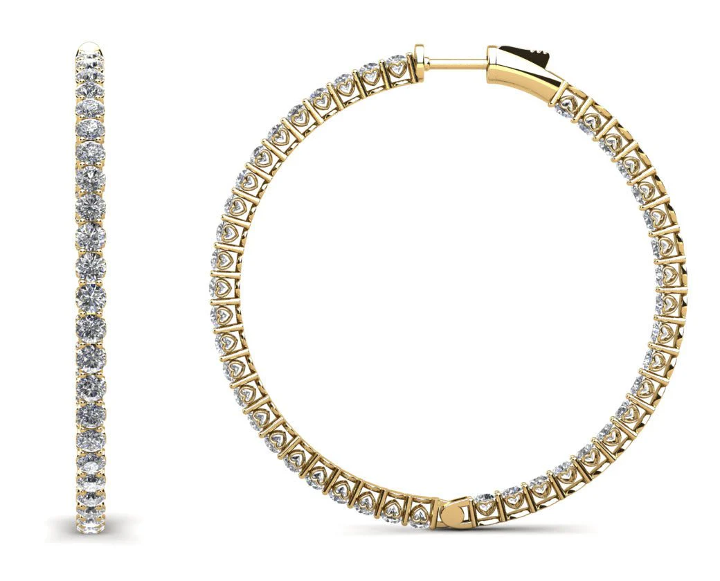 Sweetheart Single Row Inside Out Diamond Hoops Extra Large Diamond  with 4.70 ct.(finished) 2.3mm - Image 2
