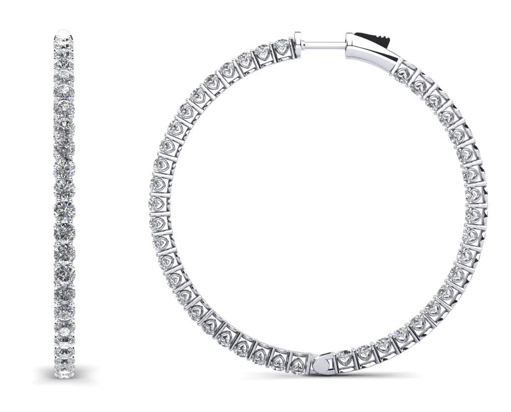 Sweetheart Single Row Inside Out Diamond Hoops Extra Large Lab-Grown Diamond with 7.40 ct.(finished) 2.8mm