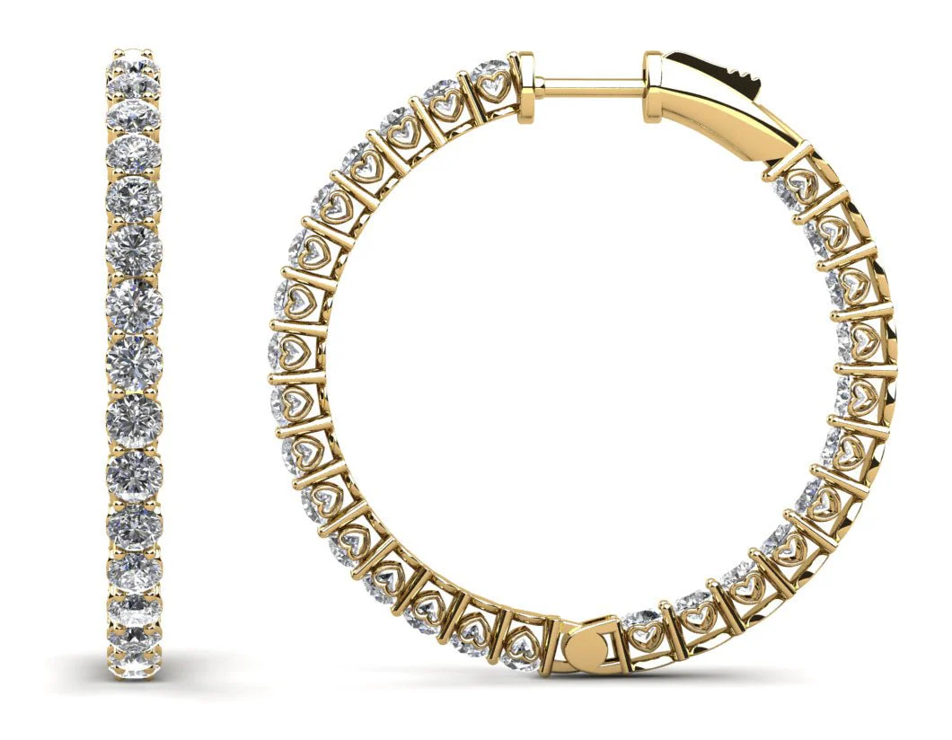 Sweetheart Single Row Inside Out Diamond Hoops Medium Lab-Grown Diamond  with 4.64 ct.(finished) 2.8mm - Image 2