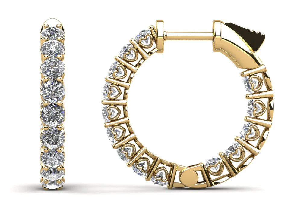 Sweetheart Single Row Inside Out Diamond Hoops Petite Diamond  with 2.41 ct.(finished) 2.8mm - Image 2