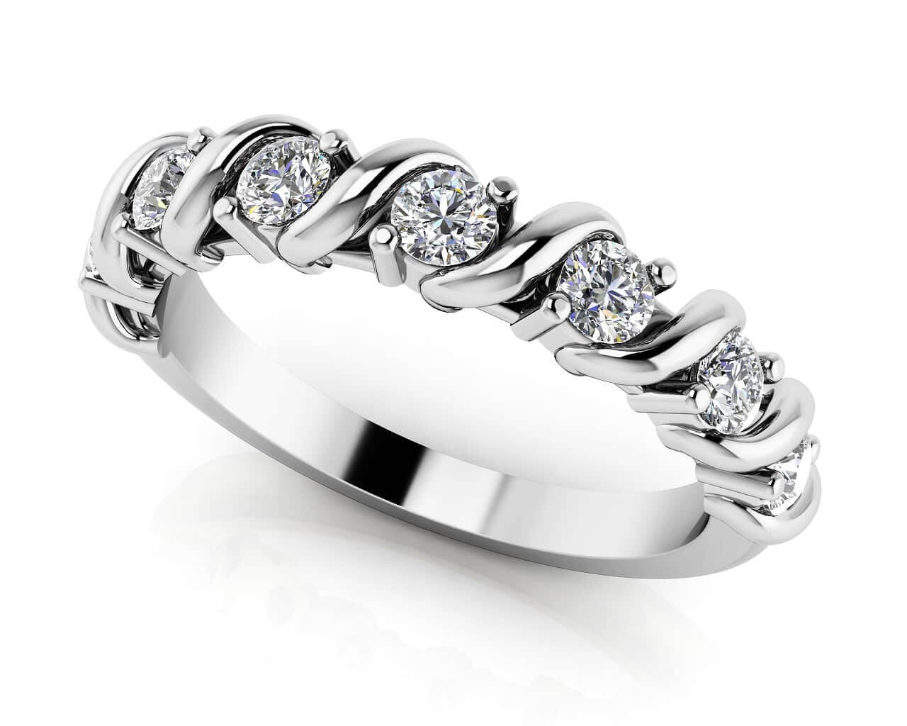 Swirl Diamond Anniversary Diamond Ring with 0.28 ct.(finished) 2.2mm