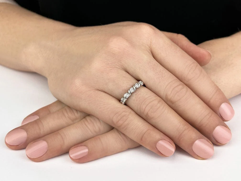 Swirl Diamond Anniversary Diamond Ring with 0.53 ct.(finished) 2.7mm - Image 3