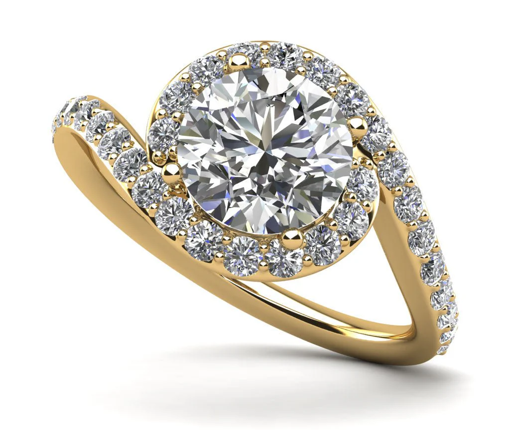 Swirl Halo Diamond Engagement Ring with 0.95 ct. (0.50 ct. center diamond) - Image 2