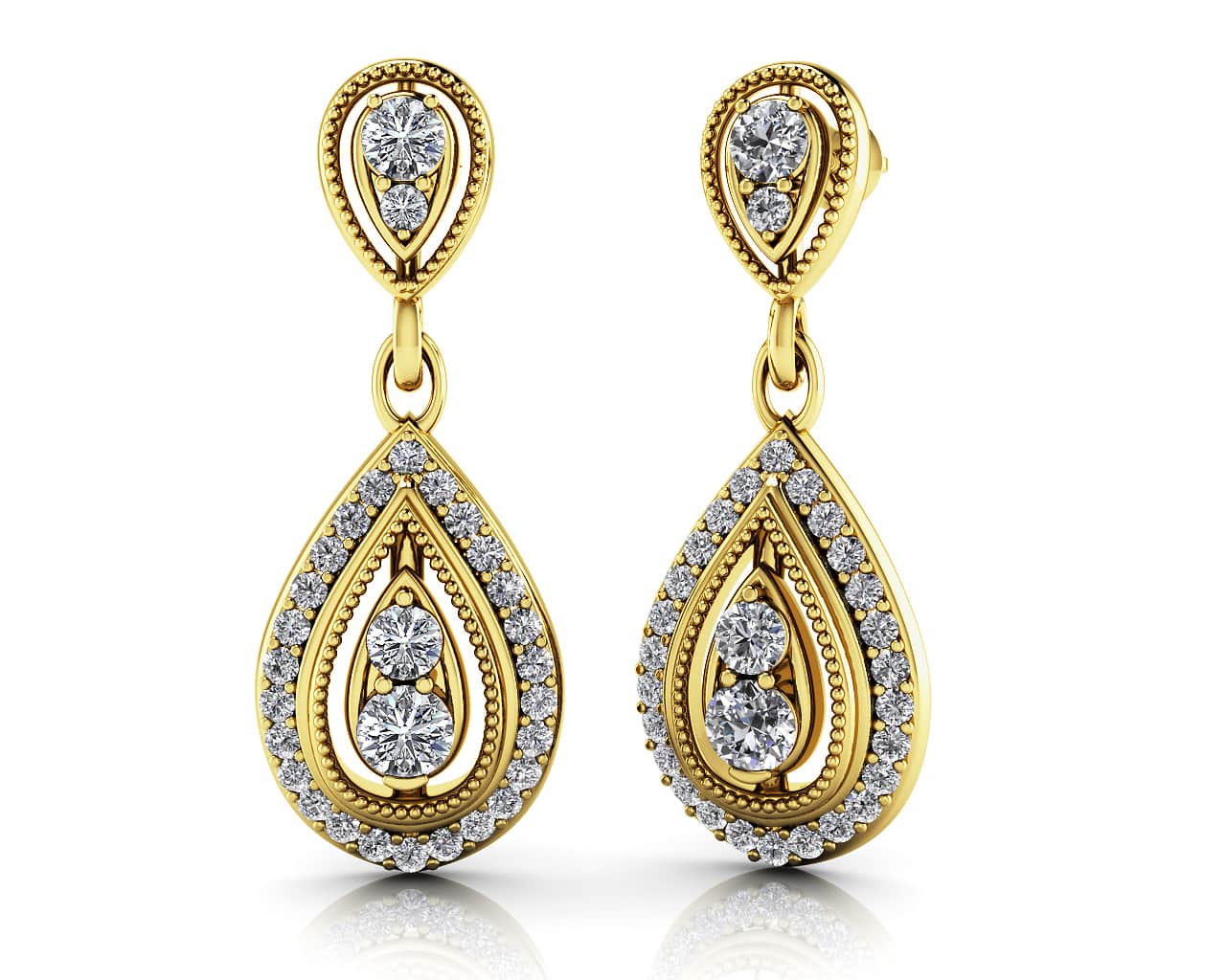 Tear Drop Diamond Drop Lab-Grown Diamond Earrings with 0.67 ct.(finished) - Image 2