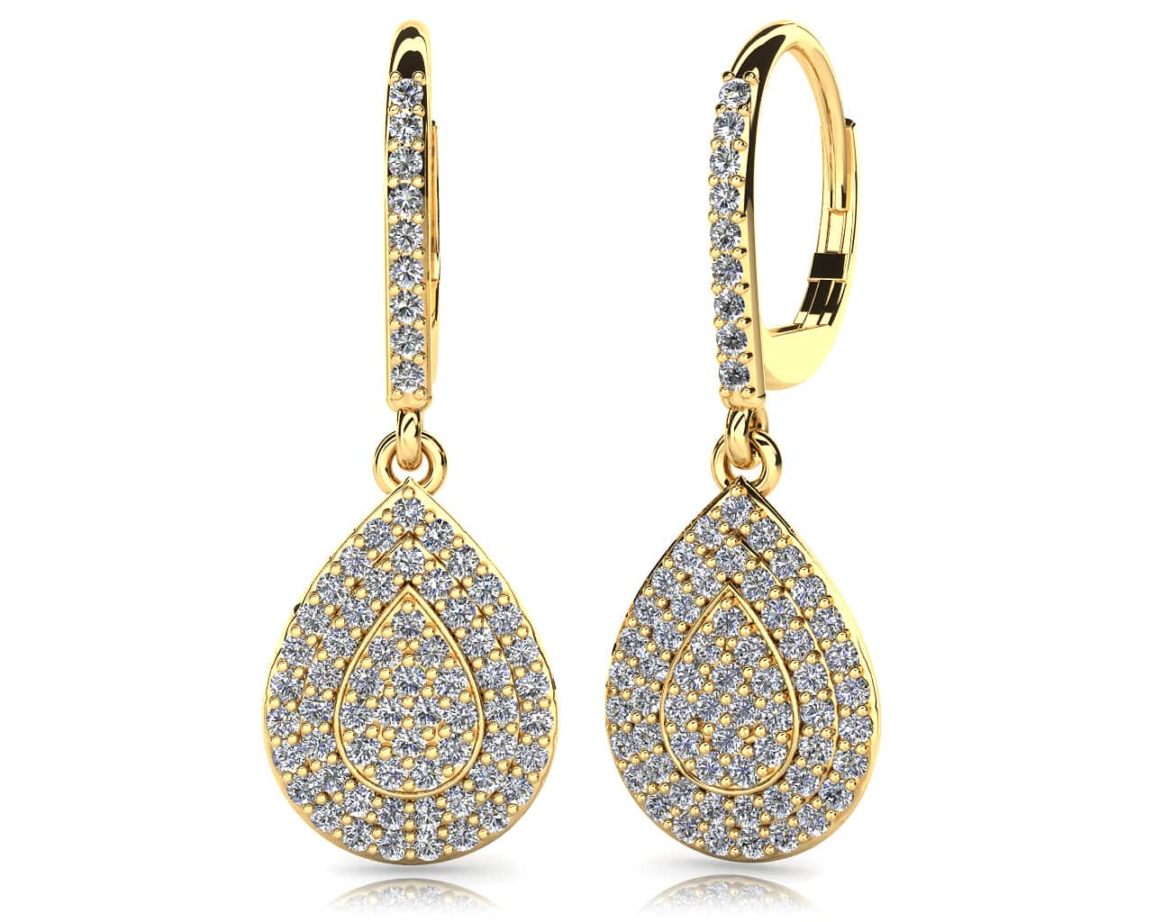 Teardrop Diamond Drop Lab-Grown Diamond Earrings with 1.09 ct.(finished) 1.2mm - Image 2