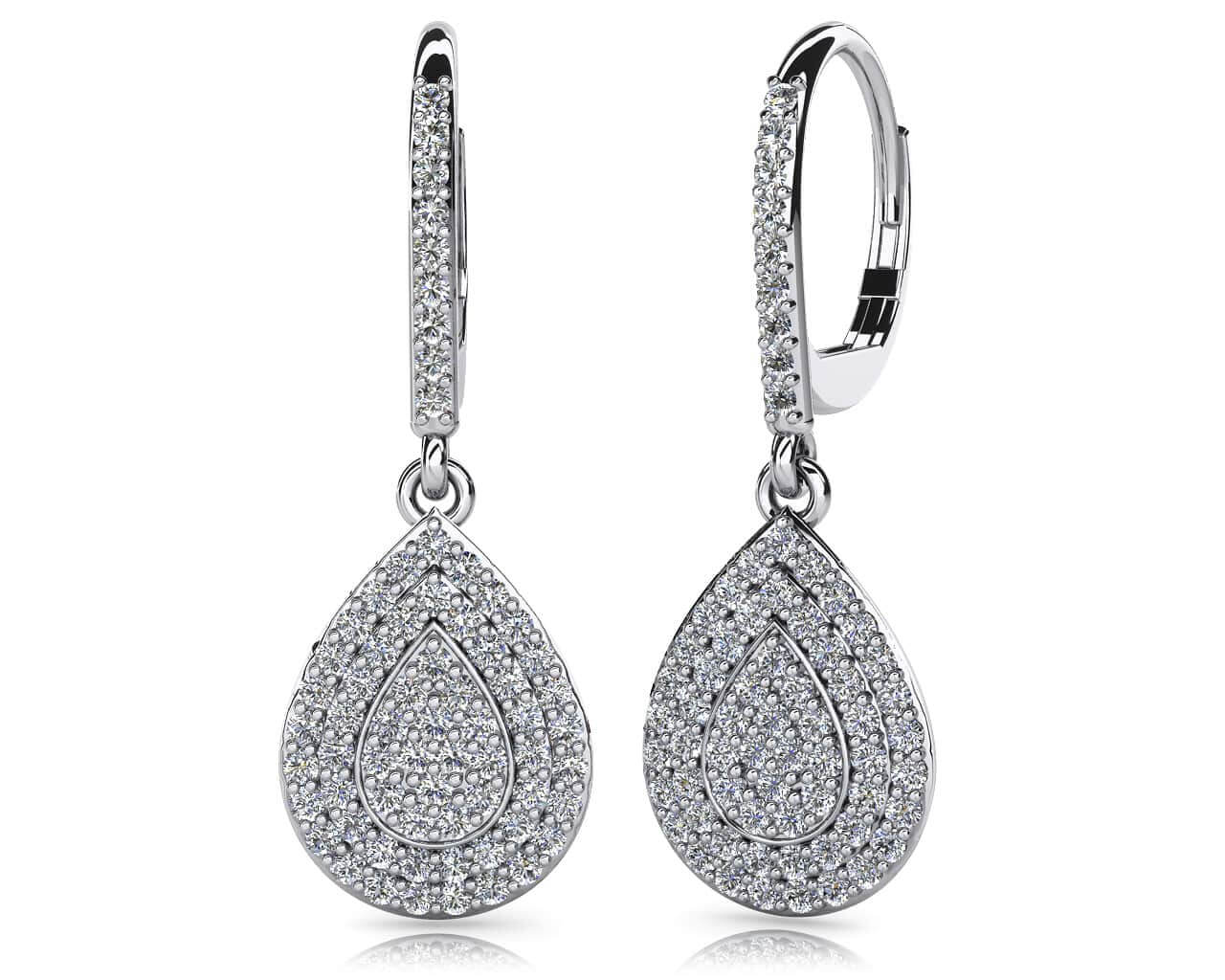 Teardrop Diamond Drop Lab-Grown Diamond Earrings with 2.04 ct.(finished) 1.5mm