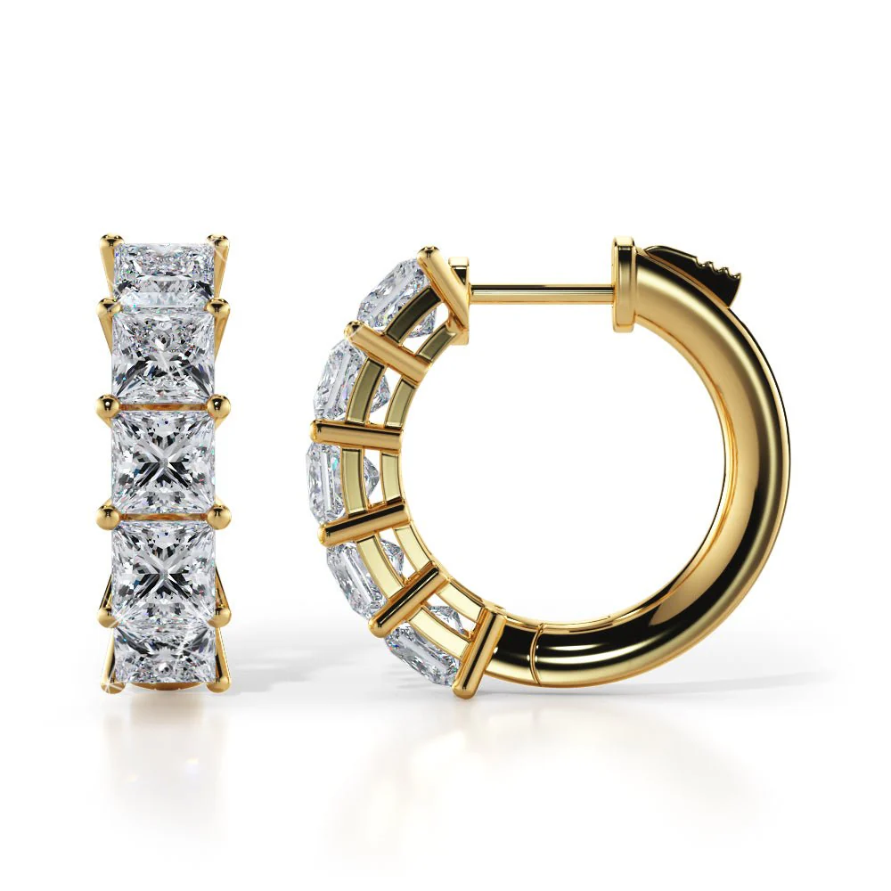 Ten Princess Cut Diamonds Hoop Lab-Grown Diamond Earrings with 10.00 ct.(finished) 5.5mm - Image 2