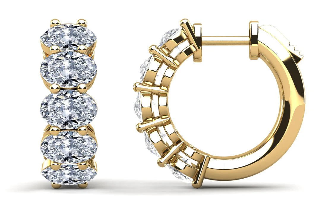 Ten Stone Oval Lab-Grown Diamond Hoop Earrings with 2.00 ct.(finished) 4x3mm - Image 2