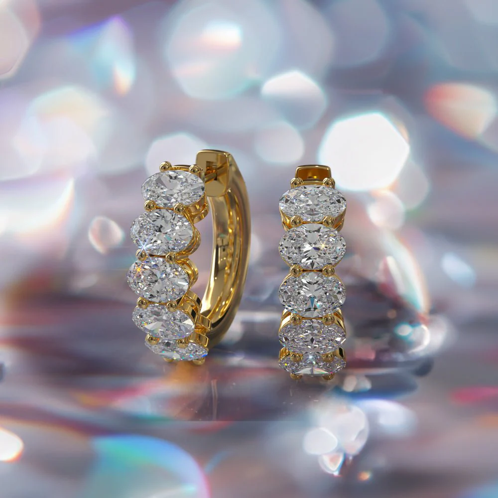 Ten Stone Oval Lab-Grown Diamond Hoop Earrings with 6.00 ct.(finished) 6x4mm - Image 4